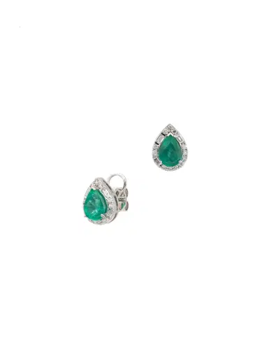 Wish Fine Jewelry 2.76ct Emerald Diamond 18K Gold Pear Earrings | Thumbnail 1 Wish Fine Jewelry 2.76ct Emerald Diamond 18K Gold Pear Earrings | Thumbnail 1