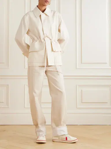Bottega Veneta Leather-trimmed Cotton-twill Jacket | Thumbnail 2 Bottega Veneta Leather-trimmed Cotton-twill Jacket | Thumbnail 2
