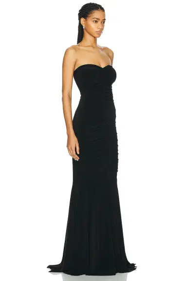 Norma Kamali Strapless Shirred Front Fishtail Gown | Thumbnail 2 Norma Kamali Strapless Shirred Front Fishtail Gown | Thumbnail 2