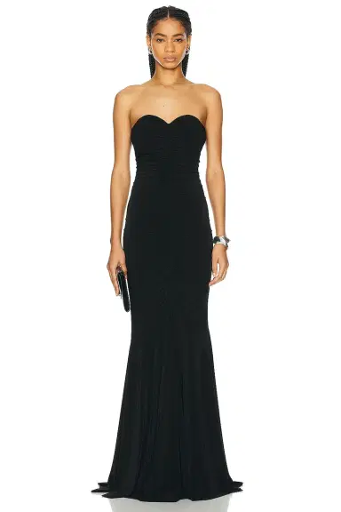 Norma Kamali Strapless Shirred Front Fishtail Gown | Thumbnail 1 Norma Kamali Strapless Shirred Front Fishtail Gown | Thumbnail 1