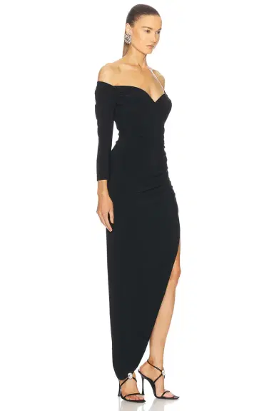 Norma Kamali Off Shoulder Sweetheart Side Drape Gown | Thumbnail 2 Norma Kamali Off Shoulder Sweetheart Side Drape Gown | Thumbnail 2