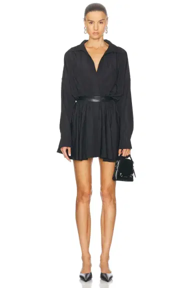 Norma Kamali Super Oversized Boyfriend Shirt Flared Mini Dress | Thumbnail 1 Norma Kamali Super Oversized Boyfriend Shirt Flared Mini Dress | Thumbnail 1