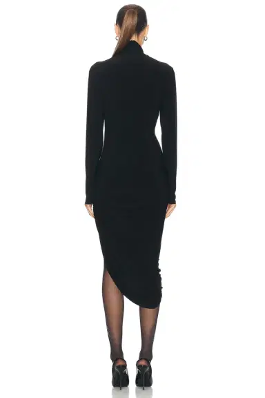 Norma Kamali Long Sleeve Turtleneck Side Drape Dress | Thumbnail 4 Norma Kamali Long Sleeve Turtleneck Side Drape Dress | Thumbnail 4