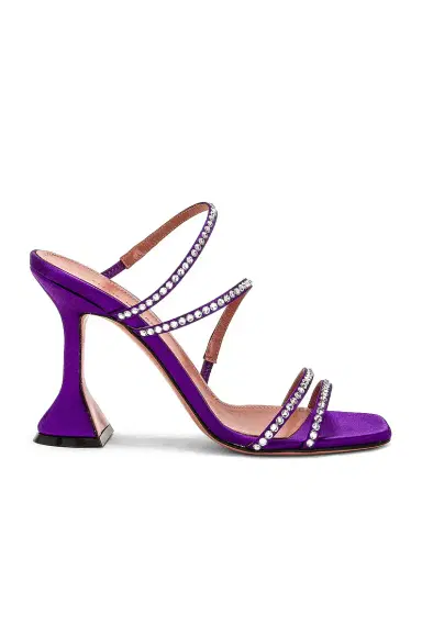 Amina Muaddi Naima Crystal Satin Mule | Thumbnail 1 Amina Muaddi Naima Crystal Satin Mule | Thumbnail 1