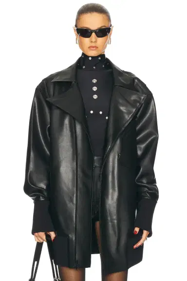 Norma Kamali Oversized Moto Jacket | Thumbnail 1 Norma Kamali Oversized Moto Jacket | Thumbnail 1