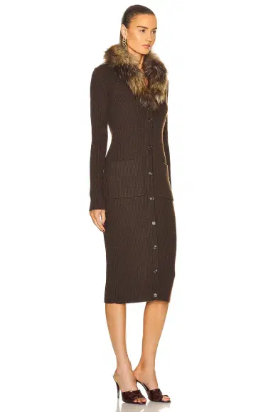 Saint Laurent Long Sleeve Midi Dress | Thumbnail 2 Saint Laurent Long Sleeve Midi Dress | Thumbnail 2