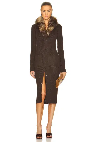 Saint Laurent Long Sleeve Midi Dress | Thumbnail 1 Saint Laurent Long Sleeve Midi Dress | Thumbnail 1