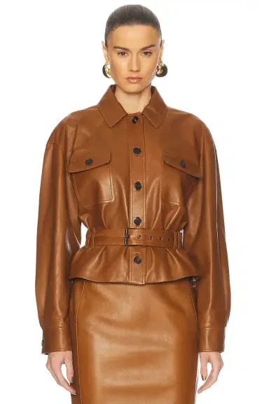 Saint Laurent Belted Leather Jacket | Thumbnail 2 Saint Laurent Belted Leather Jacket | Thumbnail 2