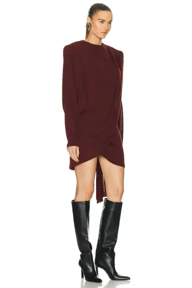 Saint Laurent Long Sleeve Draped Dress | Thumbnail 2 Saint Laurent Long Sleeve Draped Dress | Thumbnail 2