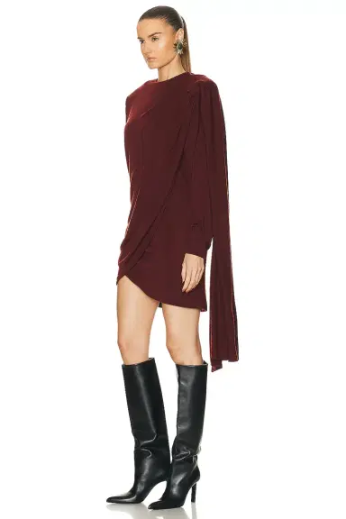 Saint Laurent Long Sleeve Draped Dress | Thumbnail 3 Saint Laurent Long Sleeve Draped Dress | Thumbnail 3