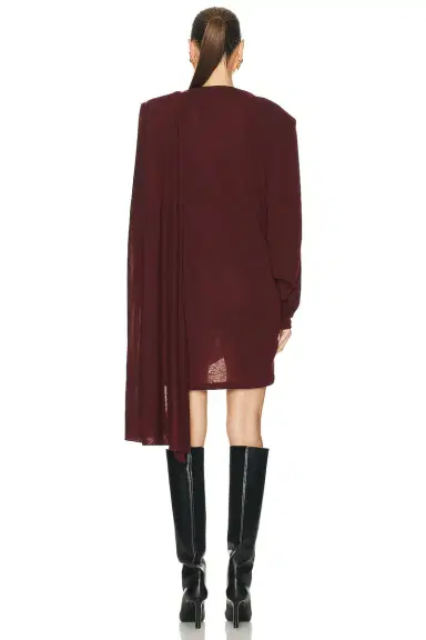 Saint Laurent Long Sleeve Draped Dress | Thumbnail 4 Saint Laurent Long Sleeve Draped Dress | Thumbnail 4