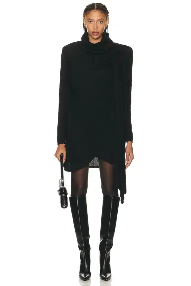 Saint Laurent Hooded Draped Dress | Thumbnail 1 Saint Laurent Hooded Draped Dress | Thumbnail 1