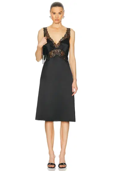 Saint Laurent Satin Lace Dress | Thumbnail 1 Saint Laurent Satin Lace Dress | Thumbnail 1