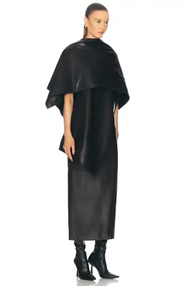 Nour Hammour Edra Sleek Leather Cape | Thumbnail 2 Nour Hammour Edra Sleek Leather Cape | Thumbnail 2