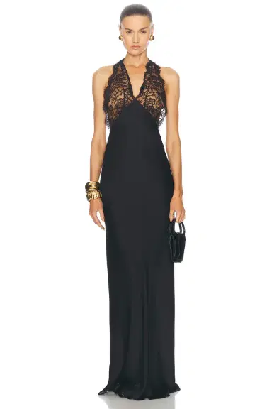 Saint Laurent Lace Bodice Long Dress | Thumbnail 1 Saint Laurent Lace Bodice Long Dress | Thumbnail 1