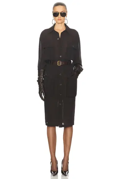 Saint Laurent Midi Shirt Dress | Thumbnail 4 Saint Laurent Midi Shirt Dress | Thumbnail 4