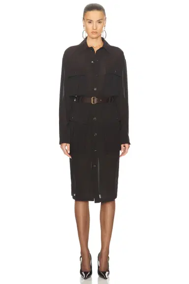 Saint Laurent Midi Shirt Dress | Thumbnail 1 Saint Laurent Midi Shirt Dress | Thumbnail 1