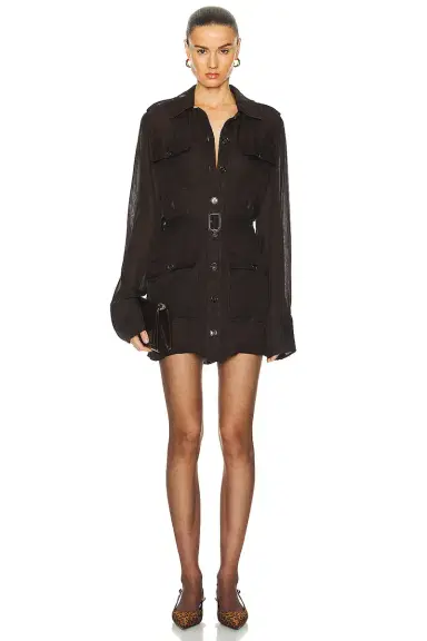 Saint Laurent Chiffon Shirt Dress | Thumbnail 1 Saint Laurent Chiffon Shirt Dress | Thumbnail 1