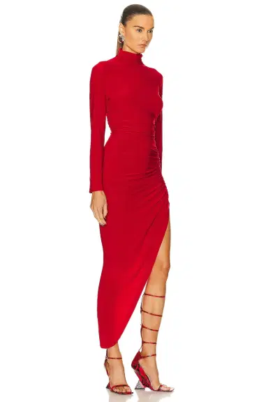 Norma Kamali Long Sleeve Turtleneck Side Drape Gown | Thumbnail 2 Norma Kamali Long Sleeve Turtleneck Side Drape Gown | Thumbnail 2