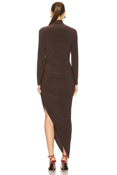 Norma Kamali Long Sleeve Turtleneck Side Drape Gown | Thumbnail 4 Norma Kamali Long Sleeve Turtleneck Side Drape Gown | Thumbnail 4