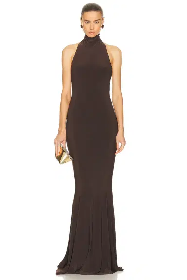 Norma Kamali Halter Turtleneck Fishtail Gown | Thumbnail 1 Norma Kamali Halter Turtleneck Fishtail Gown | Thumbnail 1