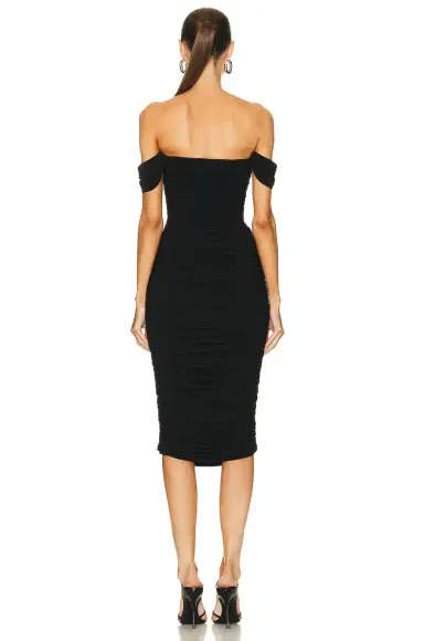 Norma Kamali Walter Midi Dress with Winglet Sleeves | Thumbnail 3 Norma Kamali Walter Midi Dress with Winglet Sleeves | Thumbnail 3