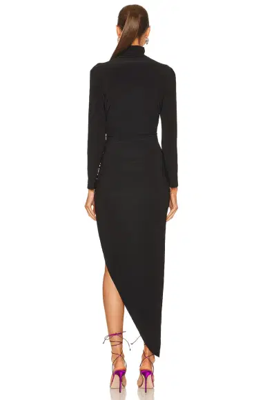 Norma Kamali Long Sleeve Turtleneck Side Drape Gown | Thumbnail 4 Norma Kamali Long Sleeve Turtleneck Side Drape Gown | Thumbnail 4