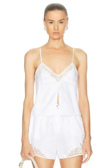 fleur du mal Lace Insert Poplin Cami | Thumbnail 1 fleur du mal Lace Insert Poplin Cami | Thumbnail 1