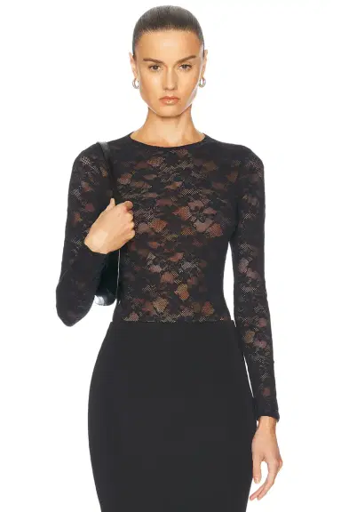 fleur du mal Le Stretch Long Sleeve Bodysuit | Thumbnail 1 fleur du mal Le Stretch Long Sleeve Bodysuit | Thumbnail 1