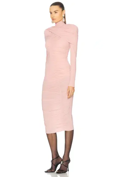 Magda Butrym Draped High Neck Midi Dress | Thumbnail 3 Magda Butrym Draped High Neck Midi Dress | Thumbnail 3