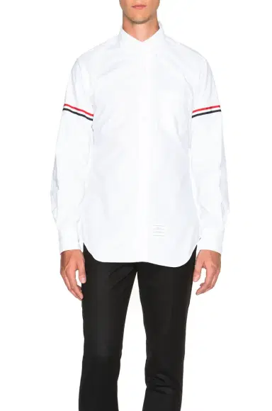 Thom Browne Classic Button Down with Grosgrain Armbands | Thumbnail 1 Thom Browne Classic Button Down with Grosgrain Armbands | Thumbnail 1