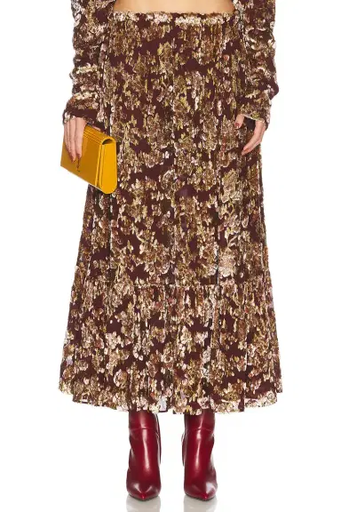 Saint Laurent High Waisted Midi Skirt | Thumbnail 1 Saint Laurent High Waisted Midi Skirt | Thumbnail 1