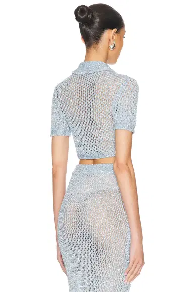 AREA Sequin Crochet Short Sleeved Cardigan | Thumbnail 3 AREA Sequin Crochet Short Sleeved Cardigan | Thumbnail 3