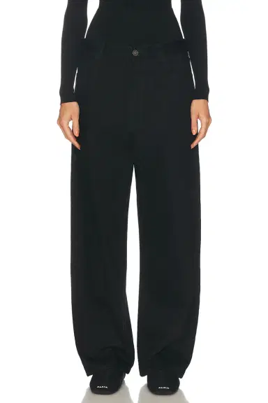 ALAÏA Knit Band Waist Straight Leg Jeans | Thumbnail 1 ALAÏA Knit Band Waist Straight Leg Jeans | Thumbnail 1