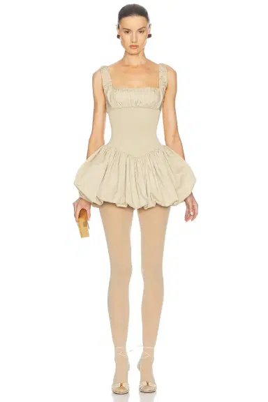 Helsa Rib Mix Puffy Mini Dress | Thumbnail 3 Helsa Rib Mix Puffy Mini Dress | Thumbnail 3