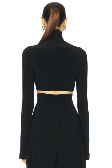 Norma Kamali Cropped Slim Fit Long Sleeve Turtleneck Top | Thumbnail 4 Norma Kamali Cropped Slim Fit Long Sleeve Turtleneck Top | Thumbnail 4