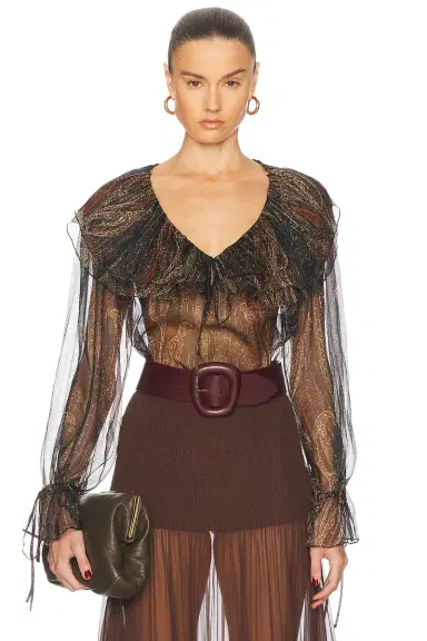 Saint Laurent Sheer Blouse | Thumbnail 1 Saint Laurent Sheer Blouse | Thumbnail 1
