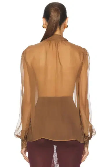 Saint Laurent Sheer Long Sleeve Blouse | Thumbnail 3 Saint Laurent Sheer Long Sleeve Blouse | Thumbnail 3