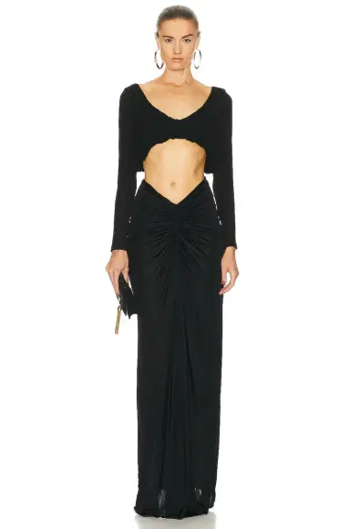 Saint Laurent Draped V-neck Top | Thumbnail 4 Saint Laurent Draped V-neck Top | Thumbnail 4