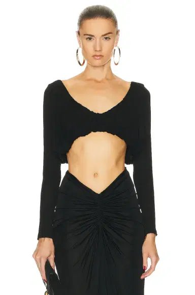 Saint Laurent Draped V-neck Top | Thumbnail 1 Saint Laurent Draped V-neck Top | Thumbnail 1