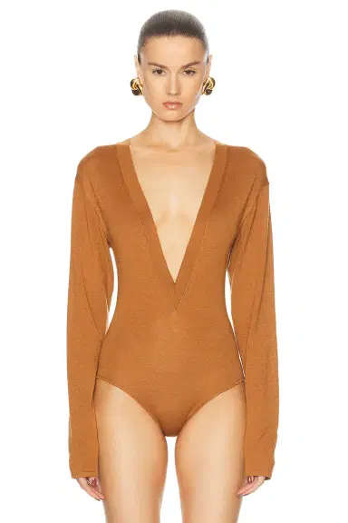 Saint Laurent V-neck Bodysuit | Thumbnail 2 Saint Laurent V-neck Bodysuit | Thumbnail 2