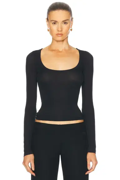 Balenciaga Long Sleeve Decollete Top | Thumbnail 1 Balenciaga Long Sleeve Decollete Top | Thumbnail 1
