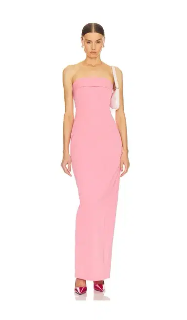 Helsa Tech Gabardine Long Strapless Dress | Thumbnail 1 Helsa Tech Gabardine Long Strapless Dress | Thumbnail 1