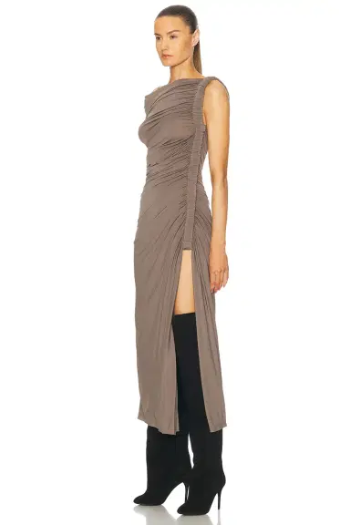 Alaïa Ruched Midi Dress | Thumbnail 3 Alaïa Ruched Midi Dress | Thumbnail 3