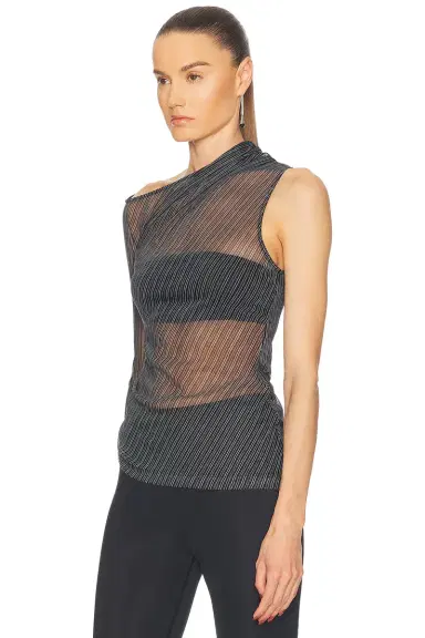 Courreges One Shoulder Striped Mesh Top | Thumbnail 3 Courreges One Shoulder Striped Mesh Top | Thumbnail 3