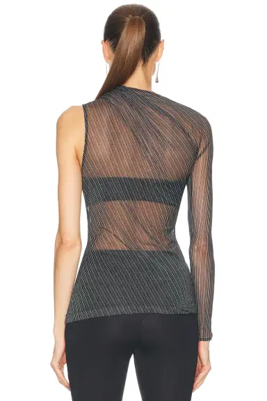 Courreges One Shoulder Striped Mesh Top | Thumbnail 4 Courreges One Shoulder Striped Mesh Top | Thumbnail 4
