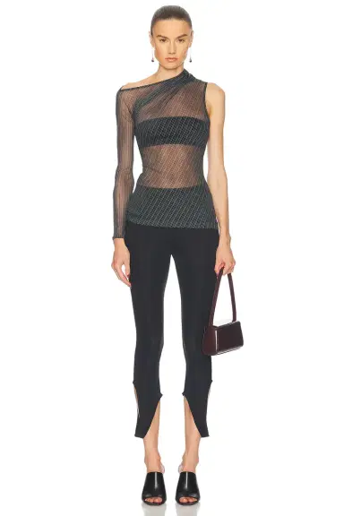 Courreges One Shoulder Striped Mesh Top | Thumbnail 5 Courreges One Shoulder Striped Mesh Top | Thumbnail 5