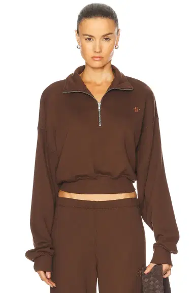 ÉTERNE Cropped Half Zip Sweatshirt | Thumbnail 1 ÉTERNE Cropped Half Zip Sweatshirt | Thumbnail 1