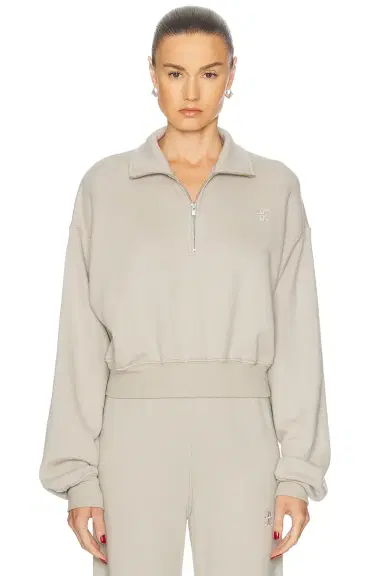 ÉTERNE Cropped Half Zip Sweatshirt | Thumbnail 1 ÉTERNE Cropped Half Zip Sweatshirt | Thumbnail 1