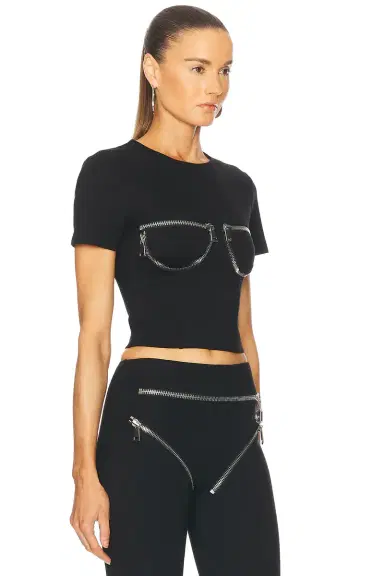 AREA Zipper Bustier Cup T-Shirt | Thumbnail 2 AREA Zipper Bustier Cup T-Shirt | Thumbnail 2